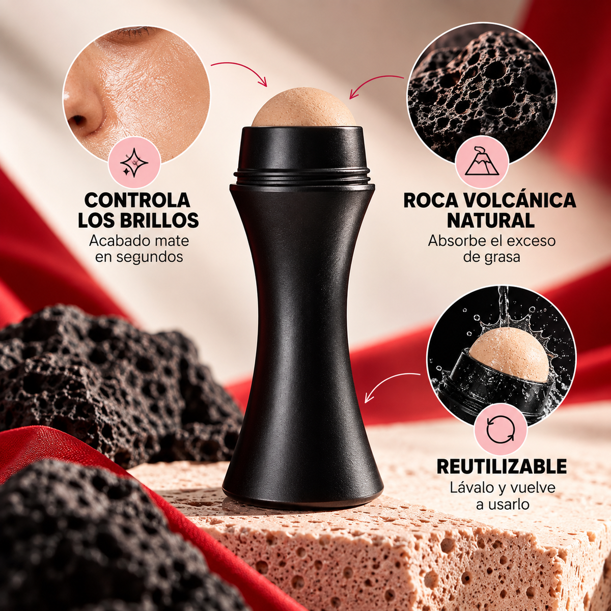 LUNELI™ Rodillo Volcánico Antibrillos